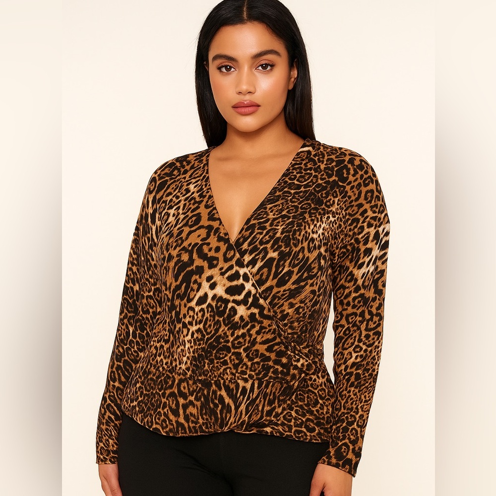 TOBOGGAN Leopard Animal Print Wrap Top XL